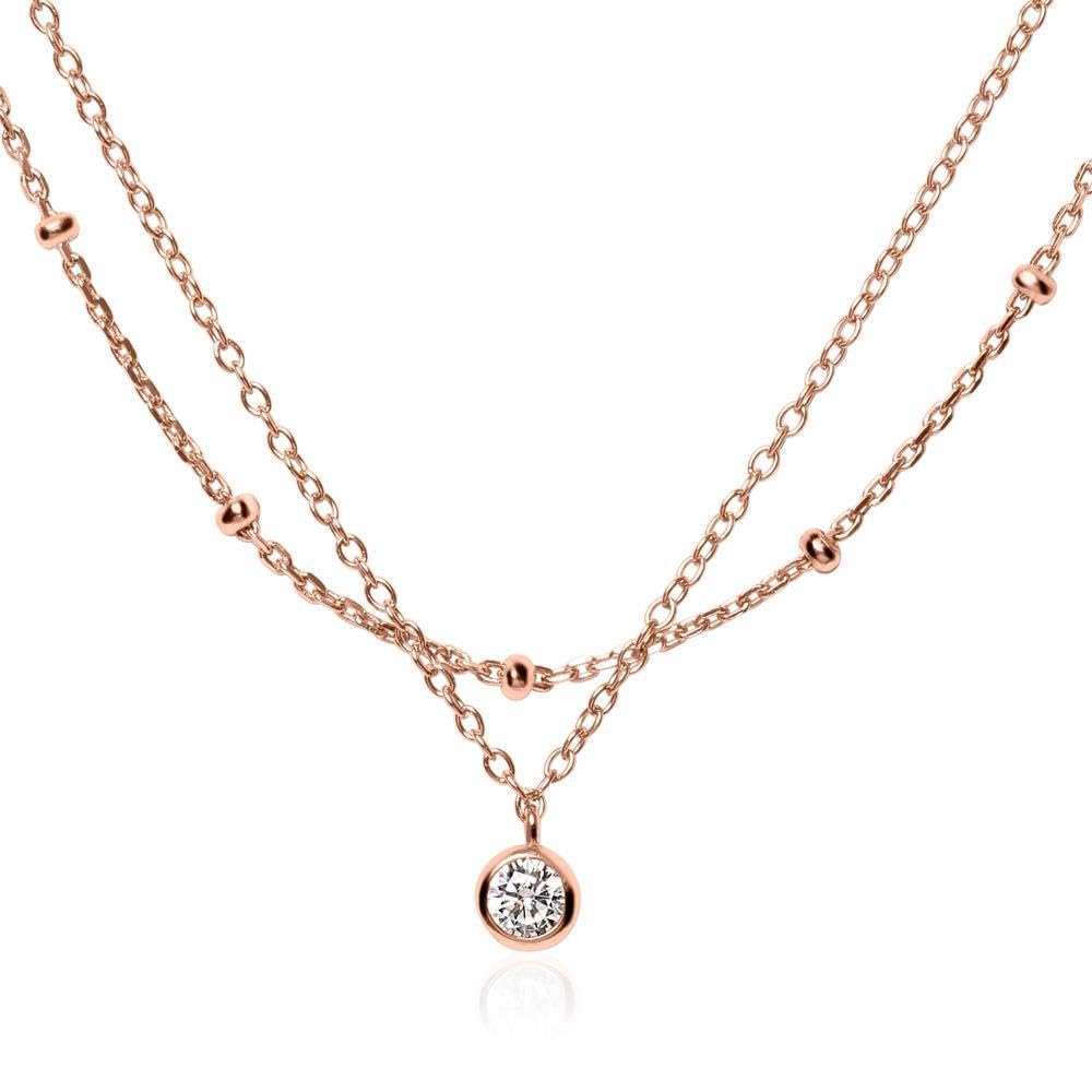 JEWLIX SN0511 Layerkette 925 Silber Zirkonia rosé