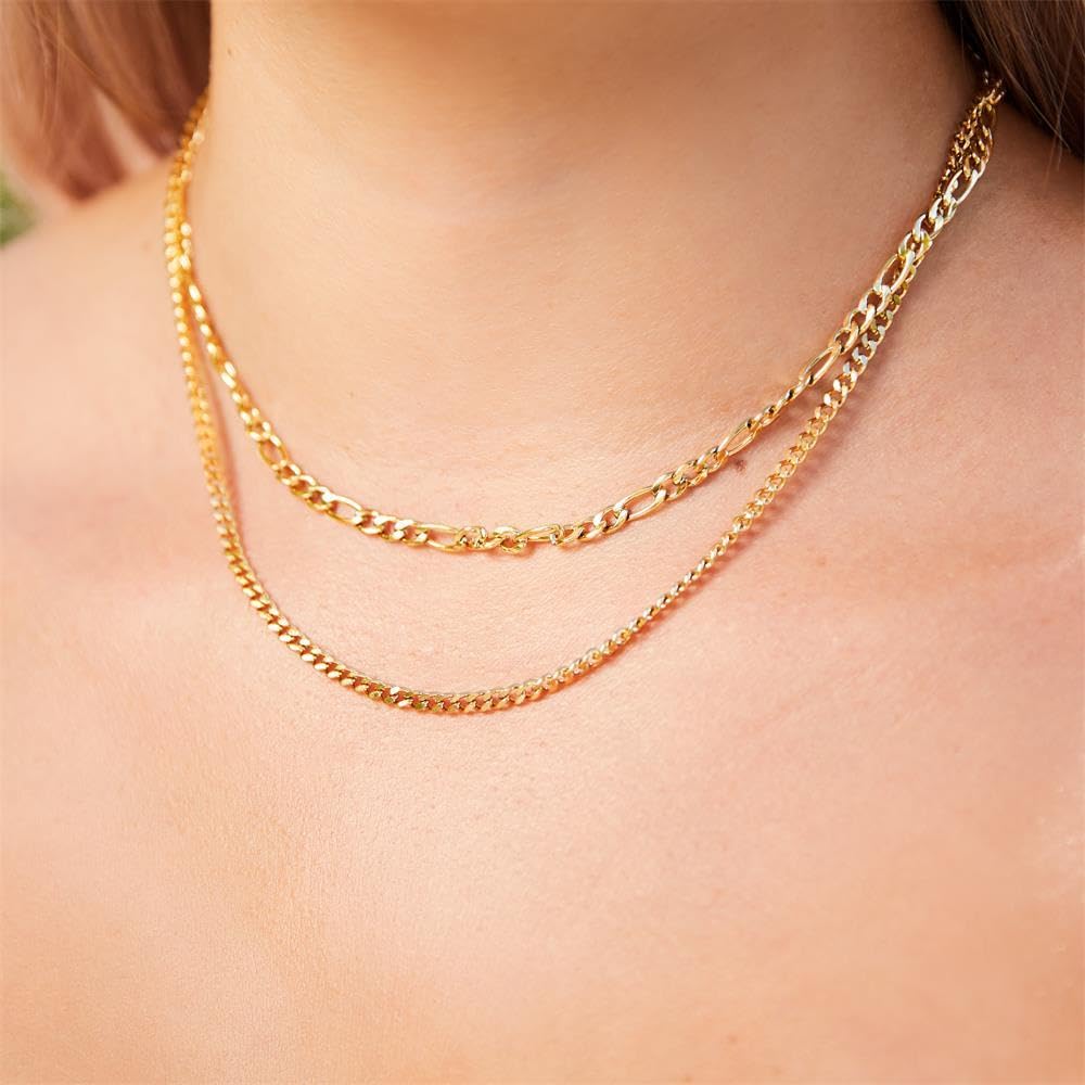 JEWLIX Ketten mit Anhänger Kette zweireihig IP Gold Damen