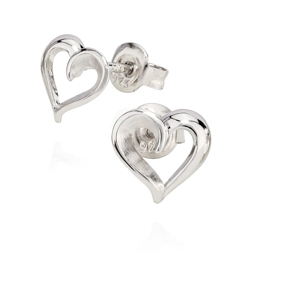 NKlaus Jewellery Herz Ohrstecker 925 Silber 5-9mm Paar matt