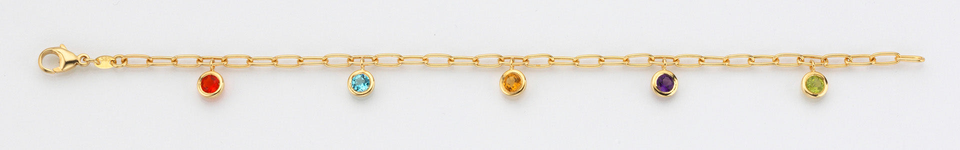 Eugen Rühle Armband Ankerkette 5 Farbsteine 585 Gelbgold
