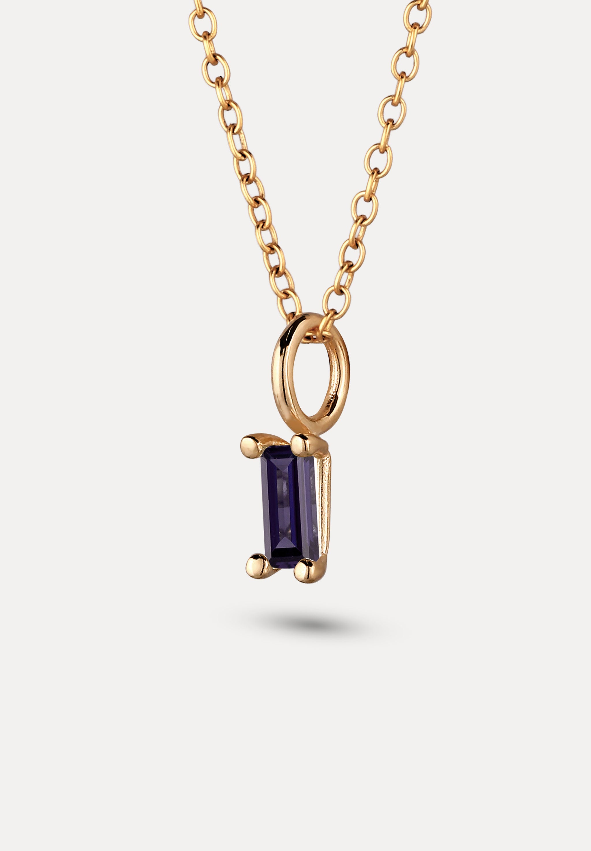 Stilnest Lila Iolith Baguette Anhänger Gold Vermeil Violett