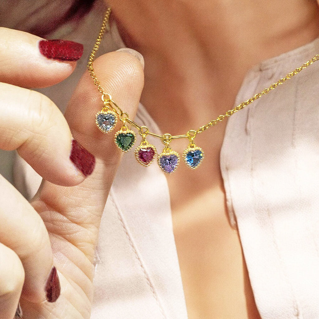 Joy by Corrine Smith Family Birthstone Halskette Gold Herz