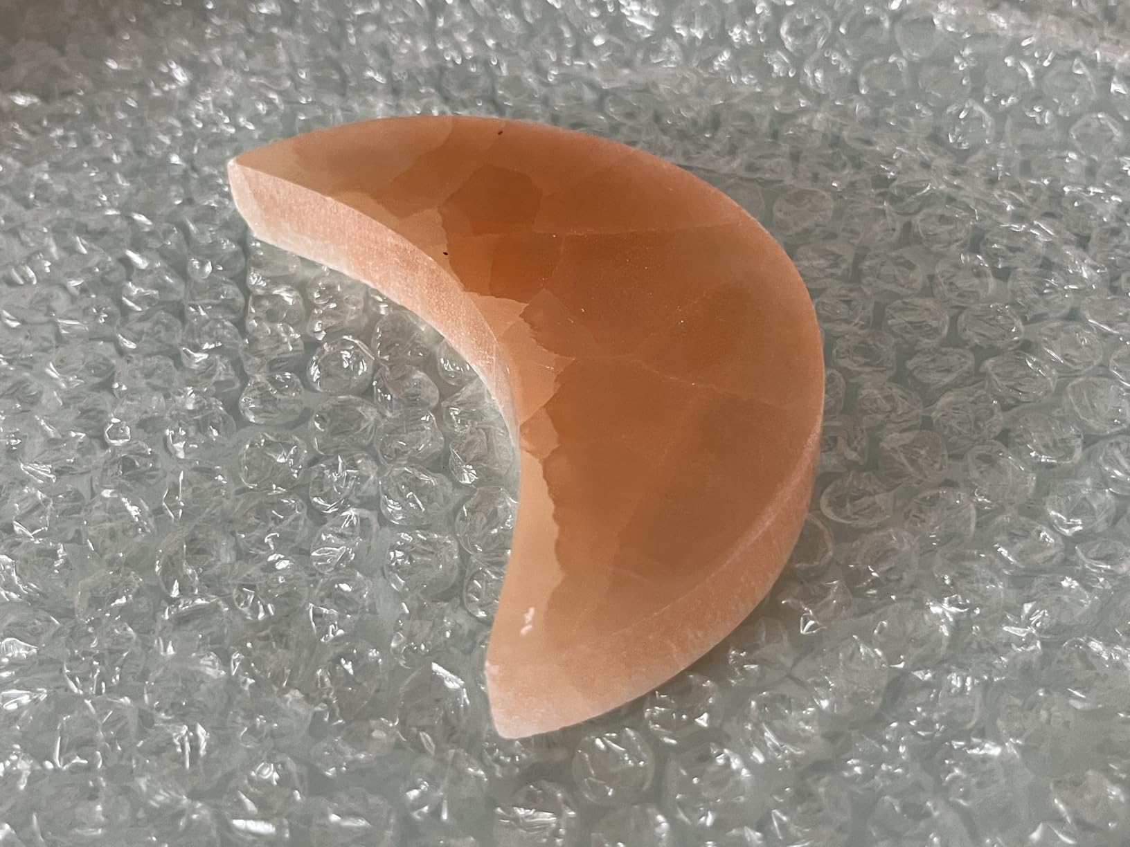NKlaus Healing Crystals Oranger Selenit Halbmond 10x6 cm Platte