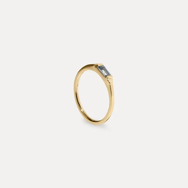 Stilnest Aquamarin Retro Ring 585 Gold Solitär Gr. 49-64