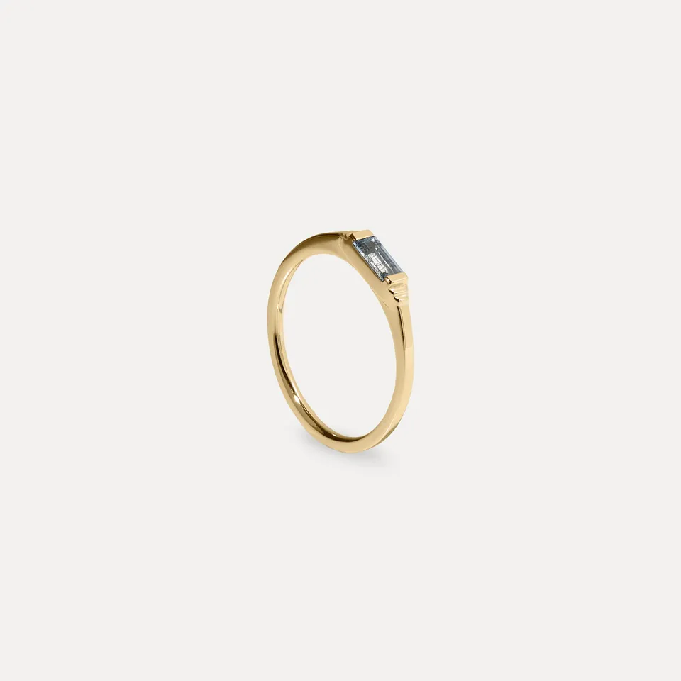 Stilnest Aquamarin Retro Ring 585 Gold Solitär Gr. 49-64