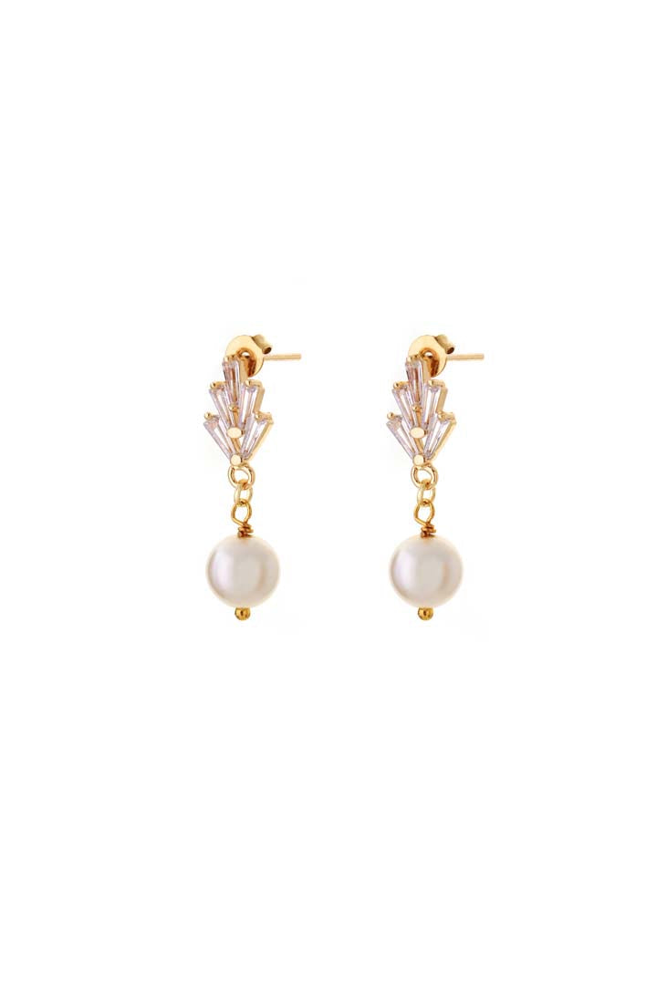 Joy by Corrine Smith Art Deco Perle Ohrringe Gold 0,8 cm