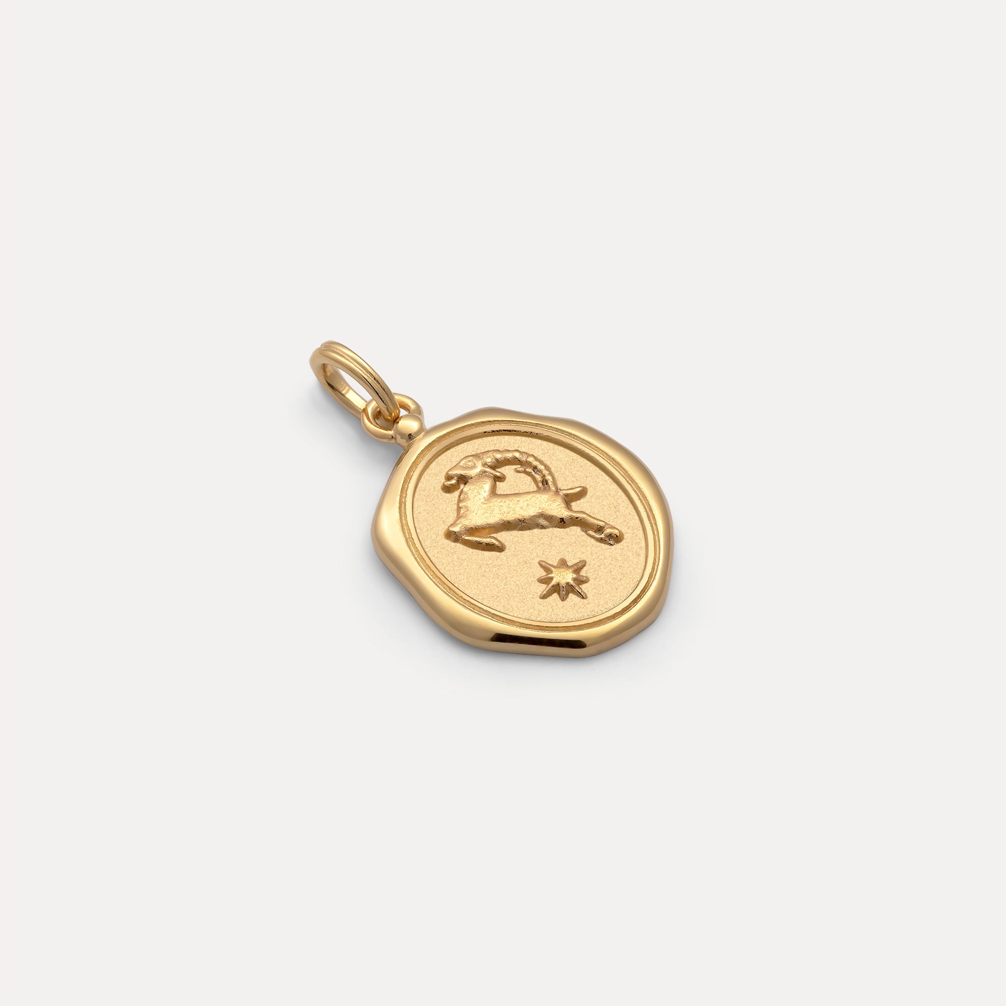 Stilnest Zodiac Seal Anhänger 585 Gold Steinbock Sternzeichen