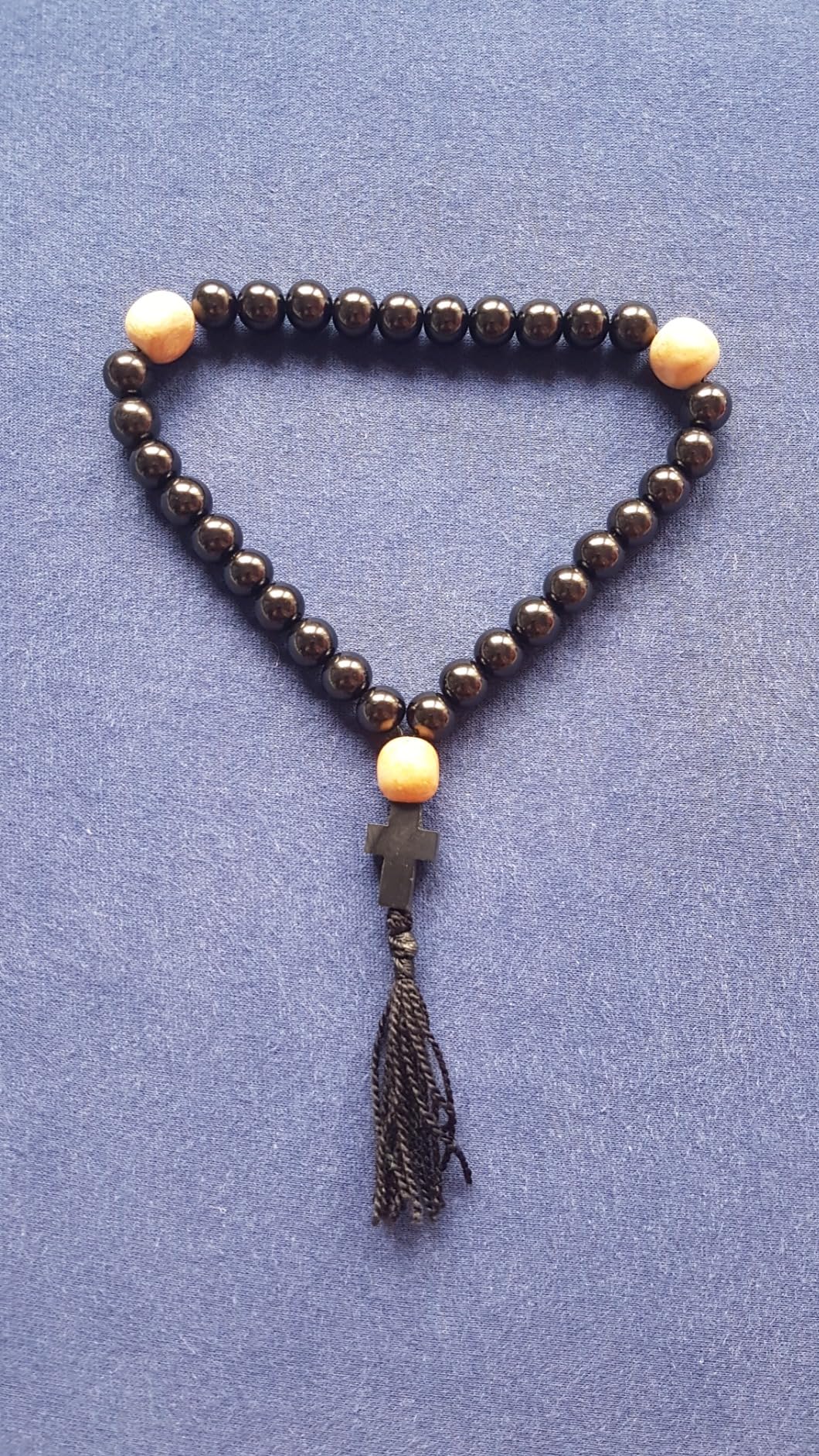 NKlaus Religious Icons Rosenkranz Gebetskette Holz schwarz 30 Perlen
