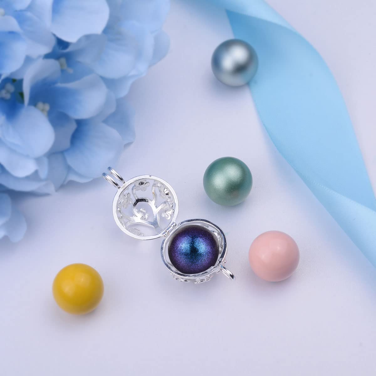 Eudora Harmony Bola Kirschblüte Anhänger Halskette 18mm 30 Zoll