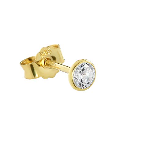 NKlaus Ohrstecker 14 Karat Gelbgold Zirkonia 4 mm