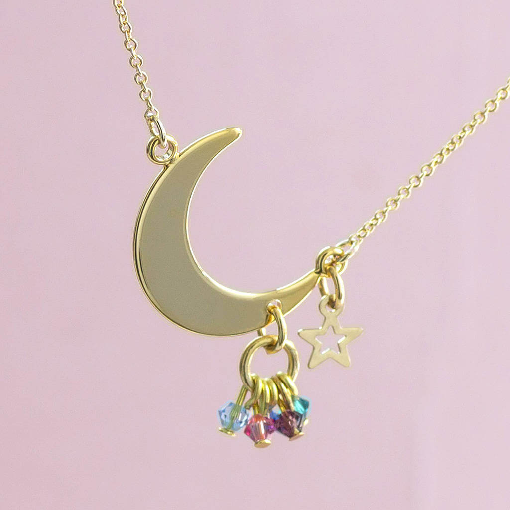 Joy by Corrine Smith Moon Star Halskette Gold Geburtsstein