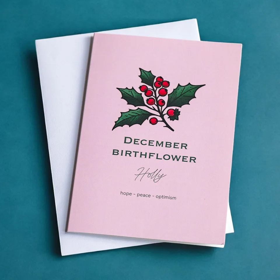 Joy by Corrine Smith December Holly Karte A6 Geburtsblume