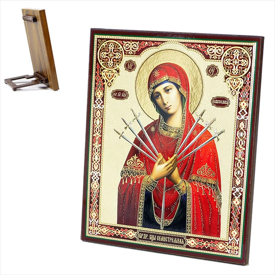 NKlaus Religious Icons Siebenpfeilige Ikone Holz 15x18cm