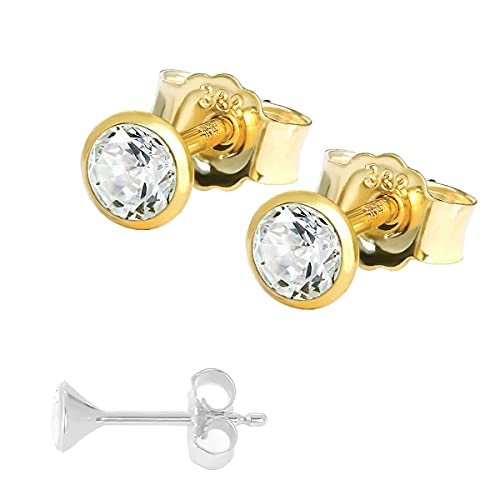 NKlaus Jewellery Ohrstecker 333 Gelbgold 3,5mm Zirkonia