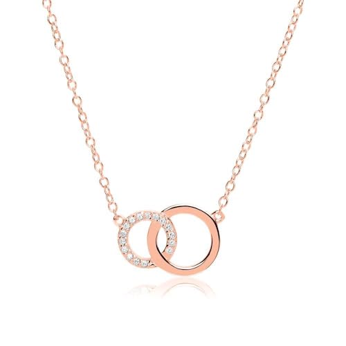 JEWLIX Ketten mit Anhänger Kreise Damenkette Roségold Zirkonia