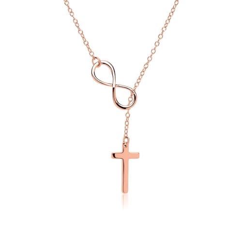 JEWLIX Ketten mit Anhänger Y-Kette Kreuz Infinity Roségold
