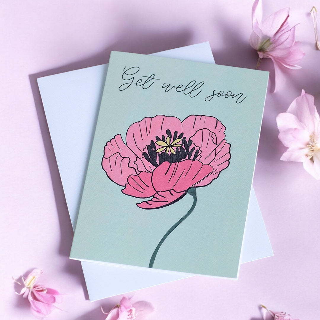 Joy by Corrine Smith Prints Mohn Genesungskarte A6 mit Umschlag