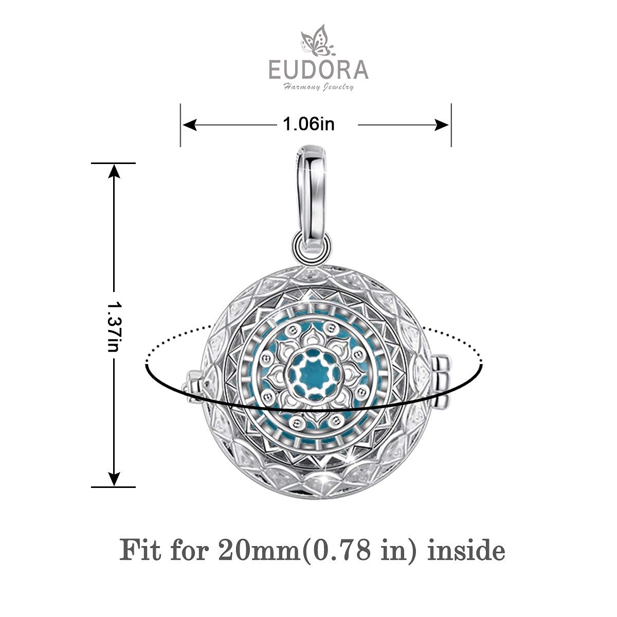Eudora Harmony Bola Lotus Halskette Silber Klangkugel Damen
