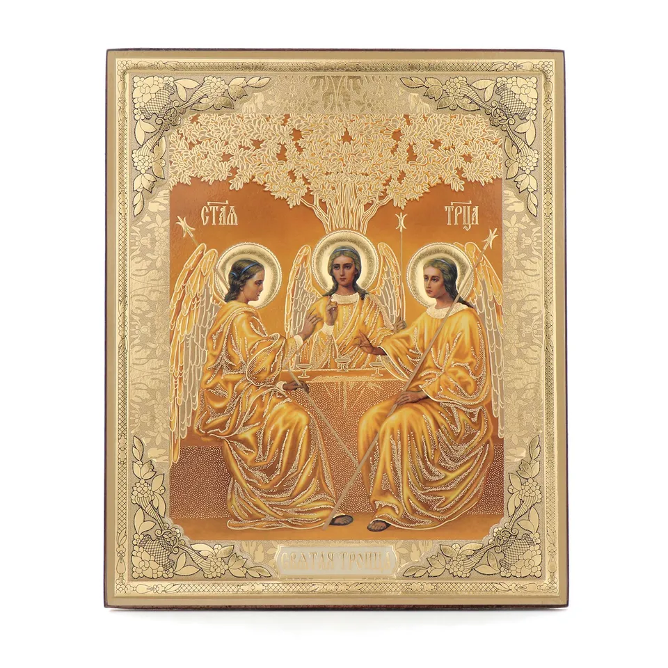 NKlaus Ikone Heilige Dreifaltigkeit Holz 15x18cm Deko
