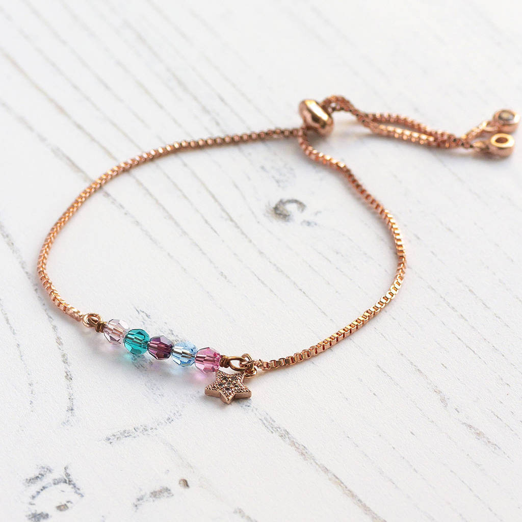 Joy by Corrine Smith Family Birthstone Star Slider Armband Gold Geburtsstein