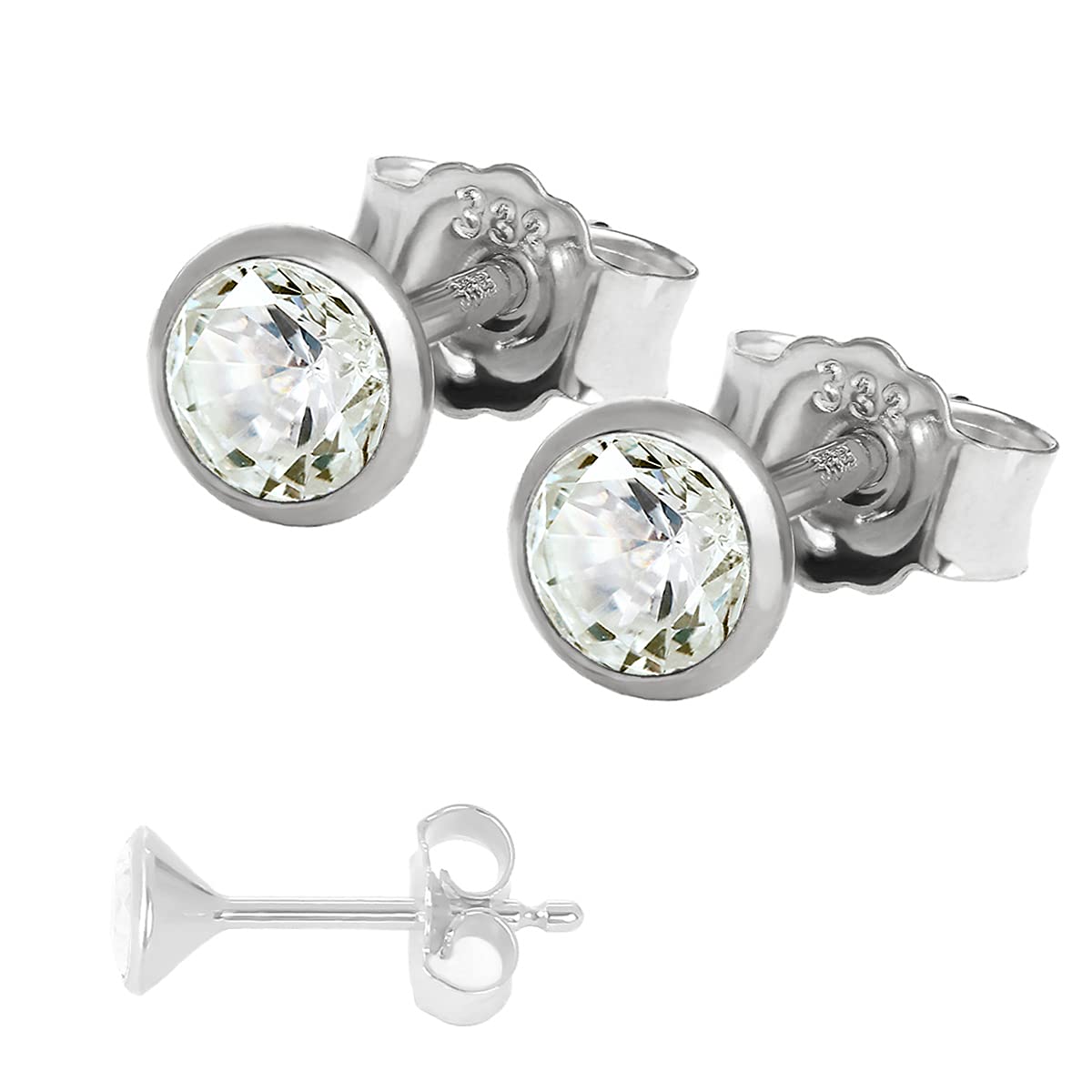 NKlaus Jewellery 333 Weißgold Ohrstecker 4,0mm Zirkonia Paar