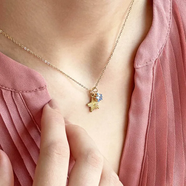 Joy by Corrine Smith Star Charm Halskette Gold Stern Geburtsstein