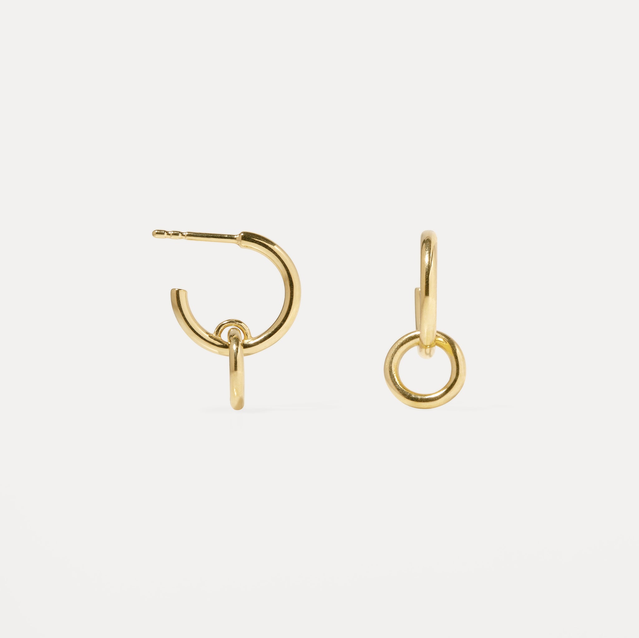 Stilnest Duo Creolen Ohrringe 585 Gold Doppel-Hoops