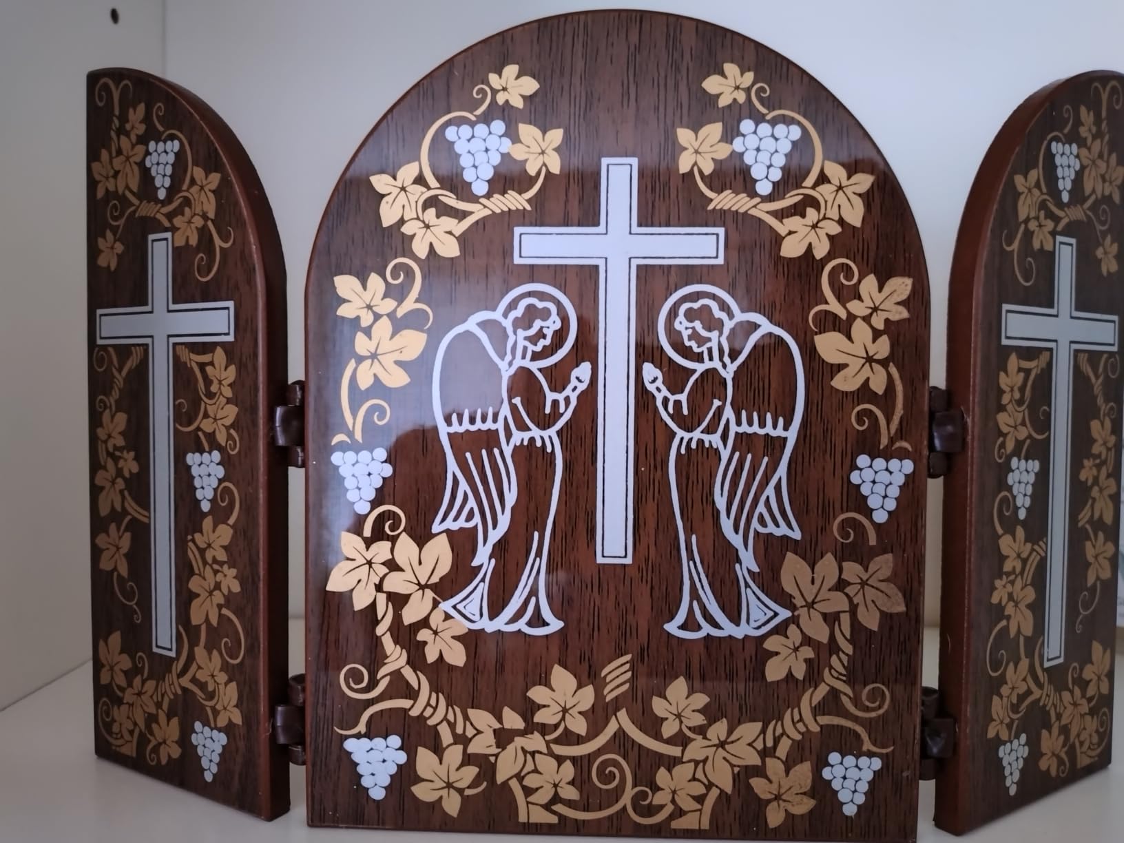 NKlaus Religious Icons Diptychon Herzen Jesu Mariä Holz