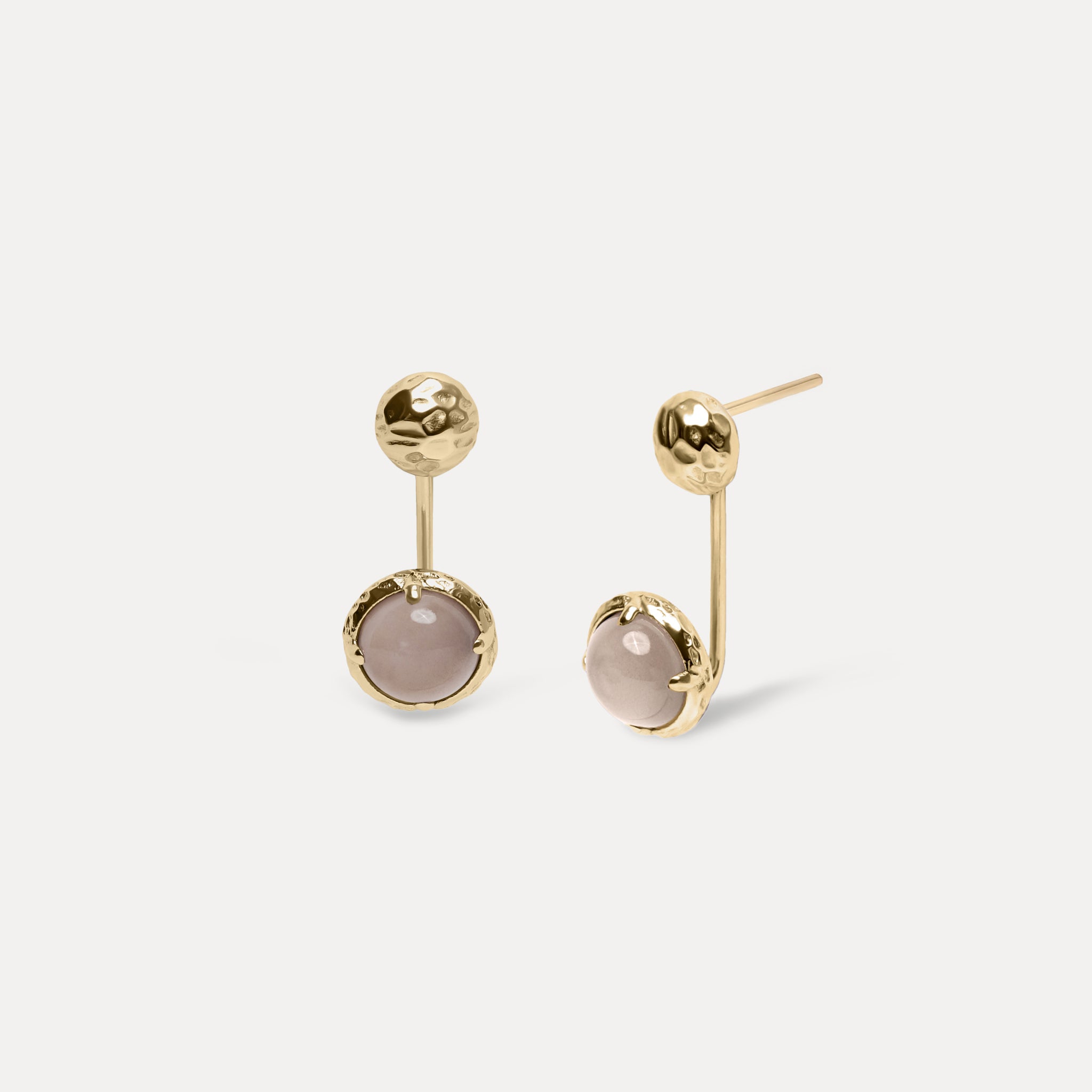 Stilnest Jacket Mondstein Ohrringe 585 Gold 14K Massivgold