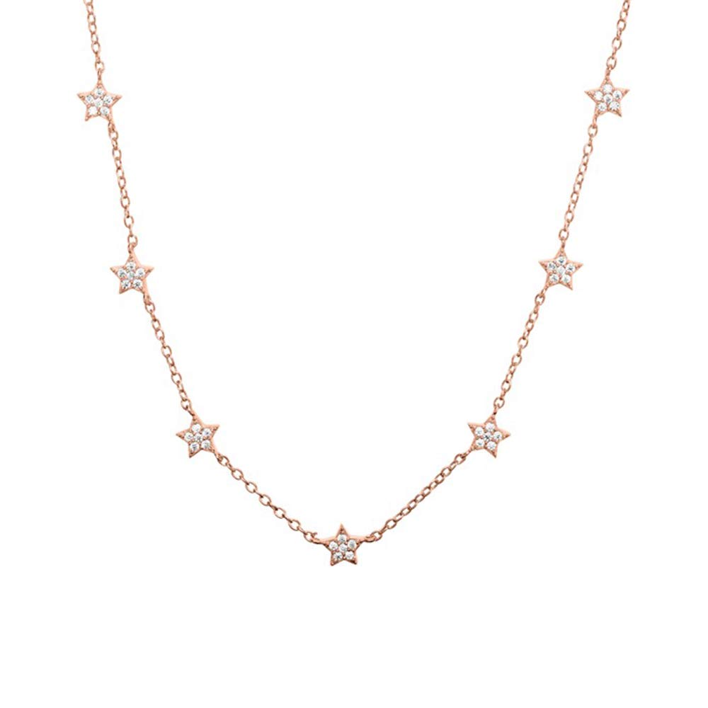 JEWLIX Sterne Kette 925er Silber Zirkonia Rosé