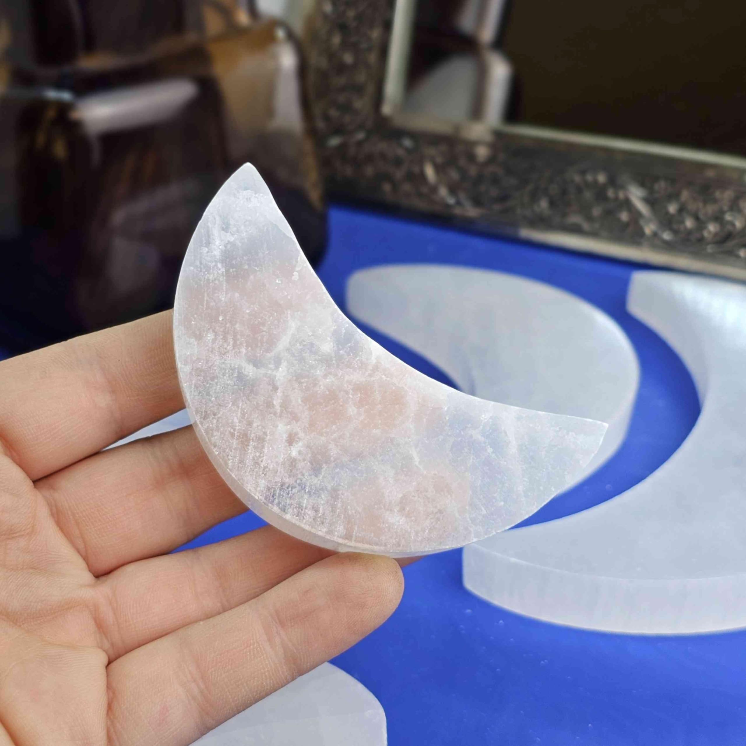 NKlaus Healing Crystals Selenit Mond Ladeplatte 8,5cm