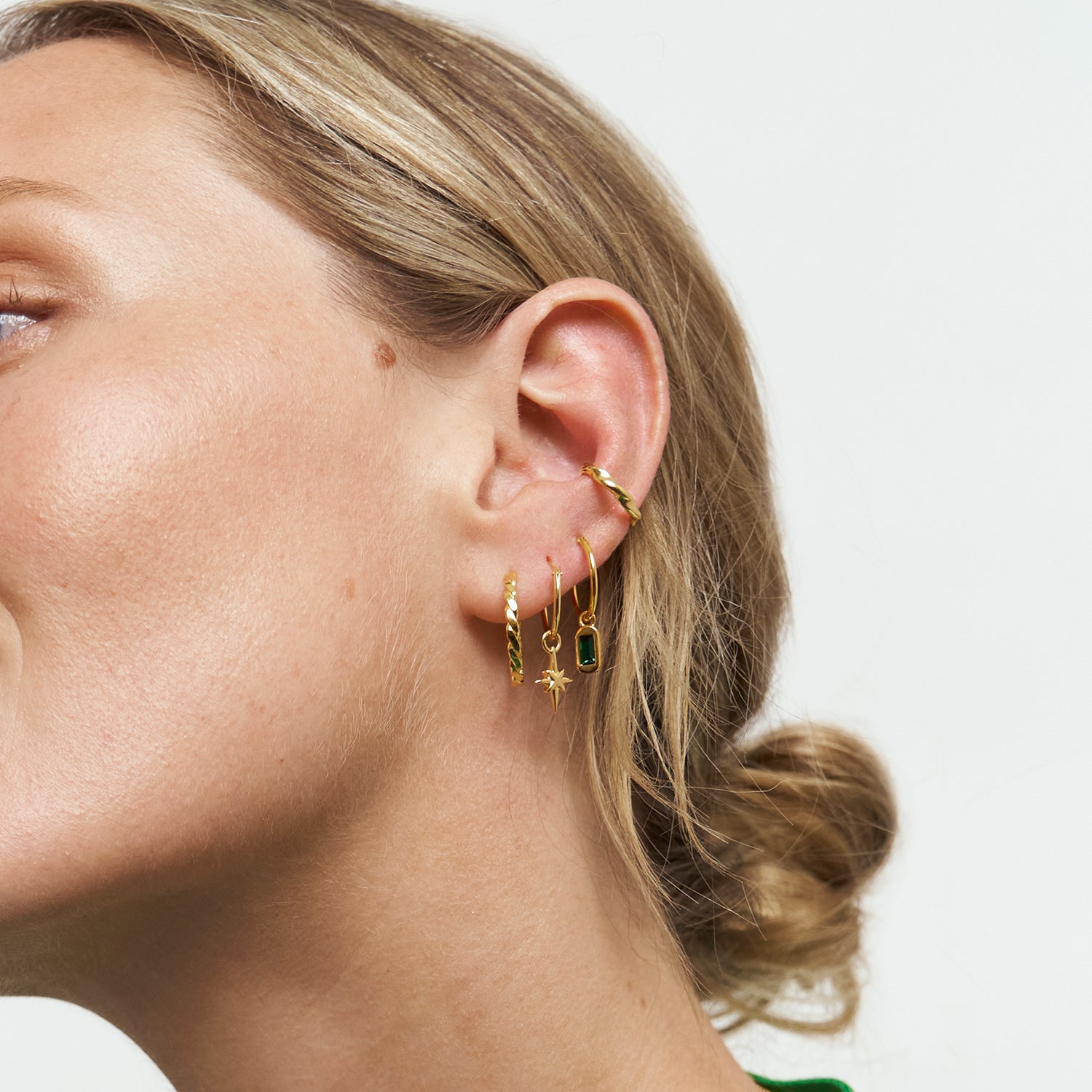 Stilnest Flux Ear Cuff Ohrringe 24k Gold Vermeil twisted