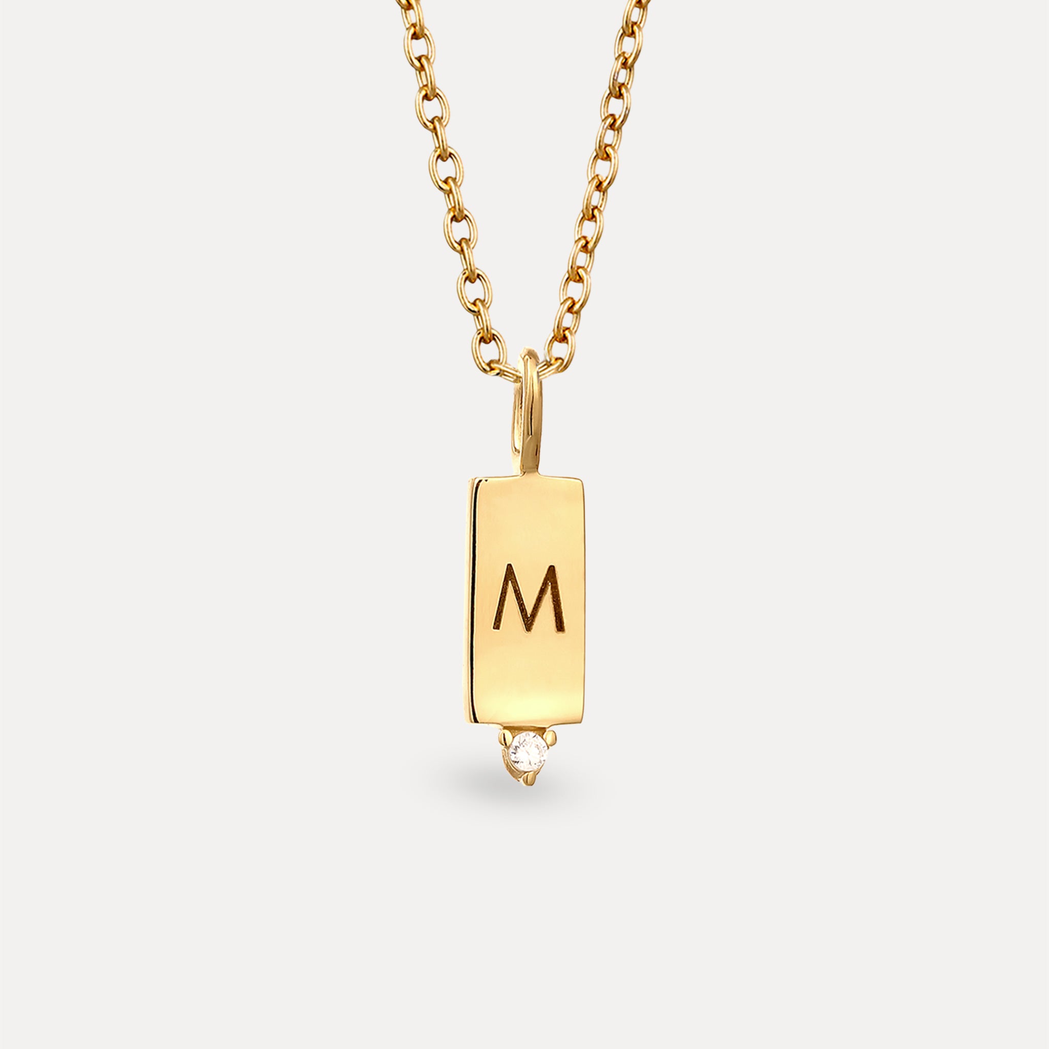 Stilnest Saphir Brick Tag Anhänger Gold Vermeil gravierbar