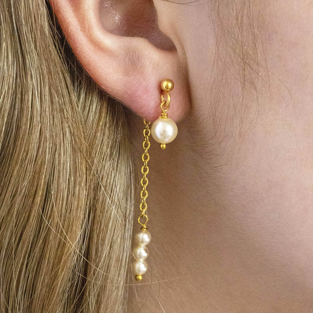 Joy by Corrine Smith Double Drop Perlen Ohrringe Gold Kette