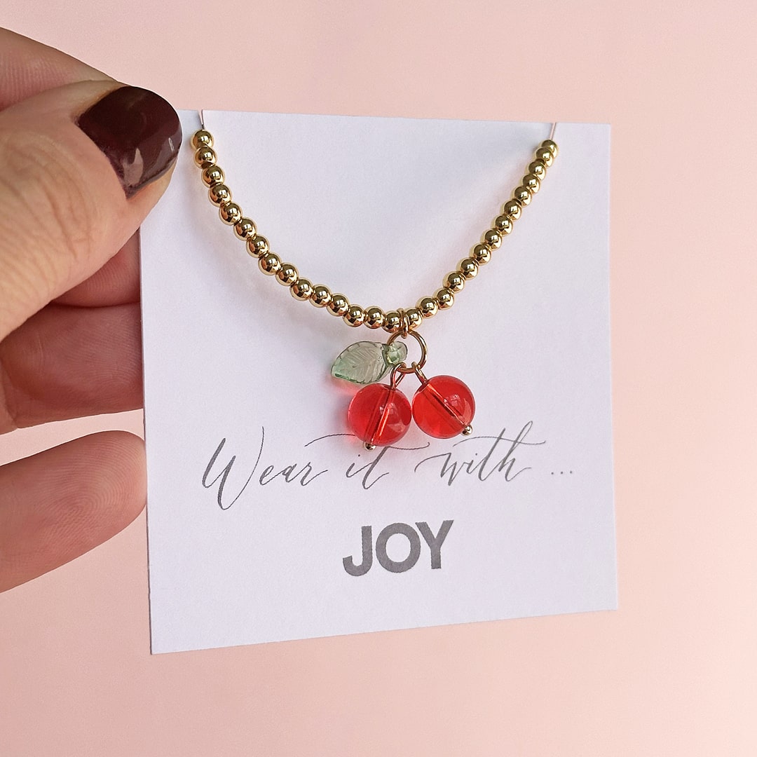 Joy by Corrine Smith Cherry Armband Glas vergoldet Kirsche
