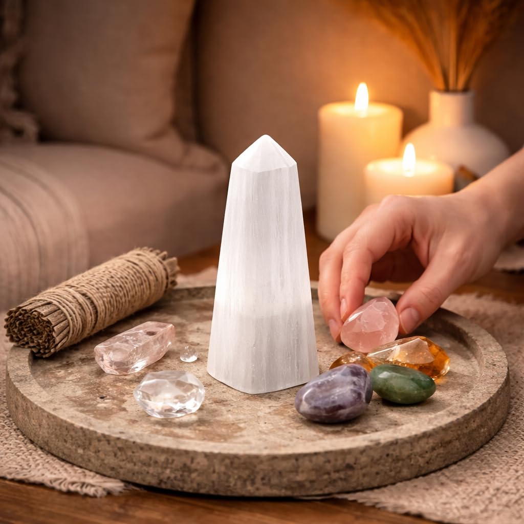 NKlaus HEALING CRYSTALS Selenit-Obelisk 10 cm 1 Stück