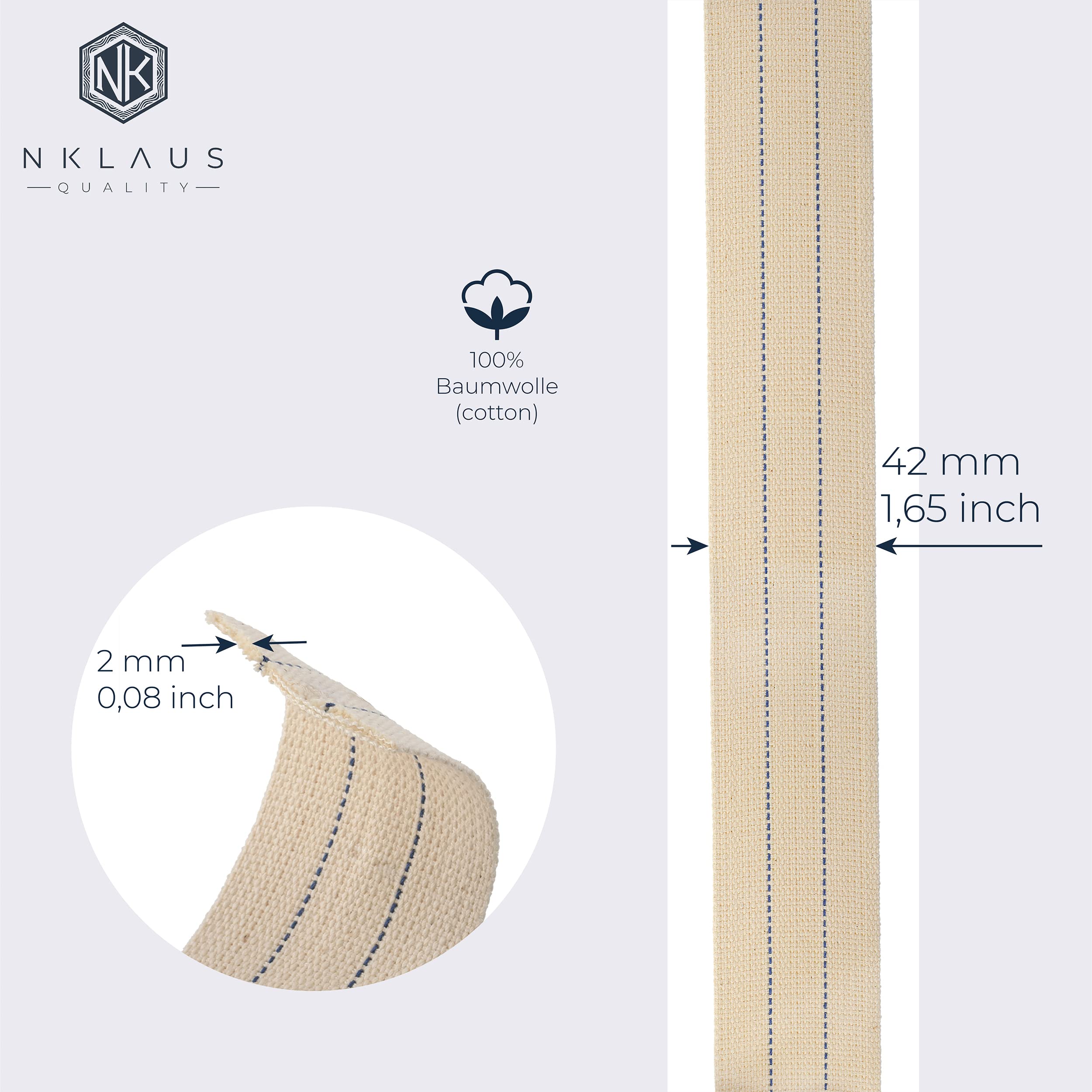 NKlaus Wicks Flachdocht Baumwolle 42 mm 1 m Petroleum