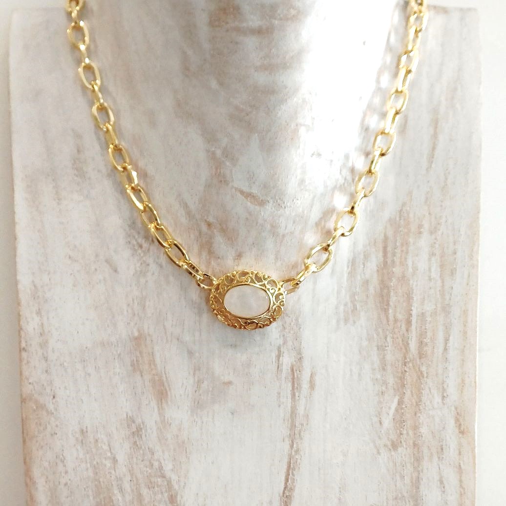 Alevá Bijoux Collane Agnese Halskette Gold Quarz 42 cm