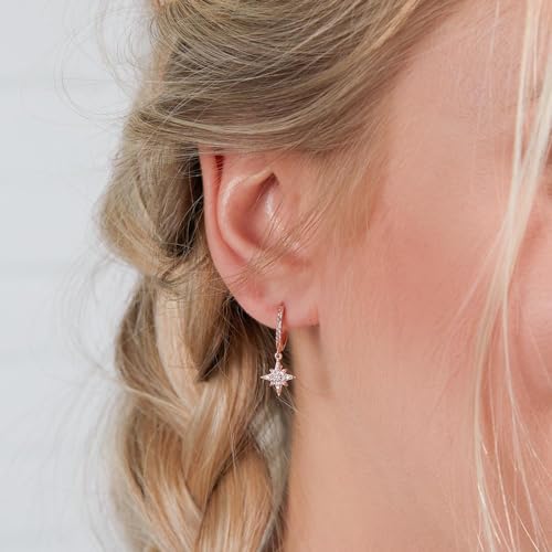 JEWLIX Ohrstecker Klappcreolen 925 Silber rosé Stern Zirkonia