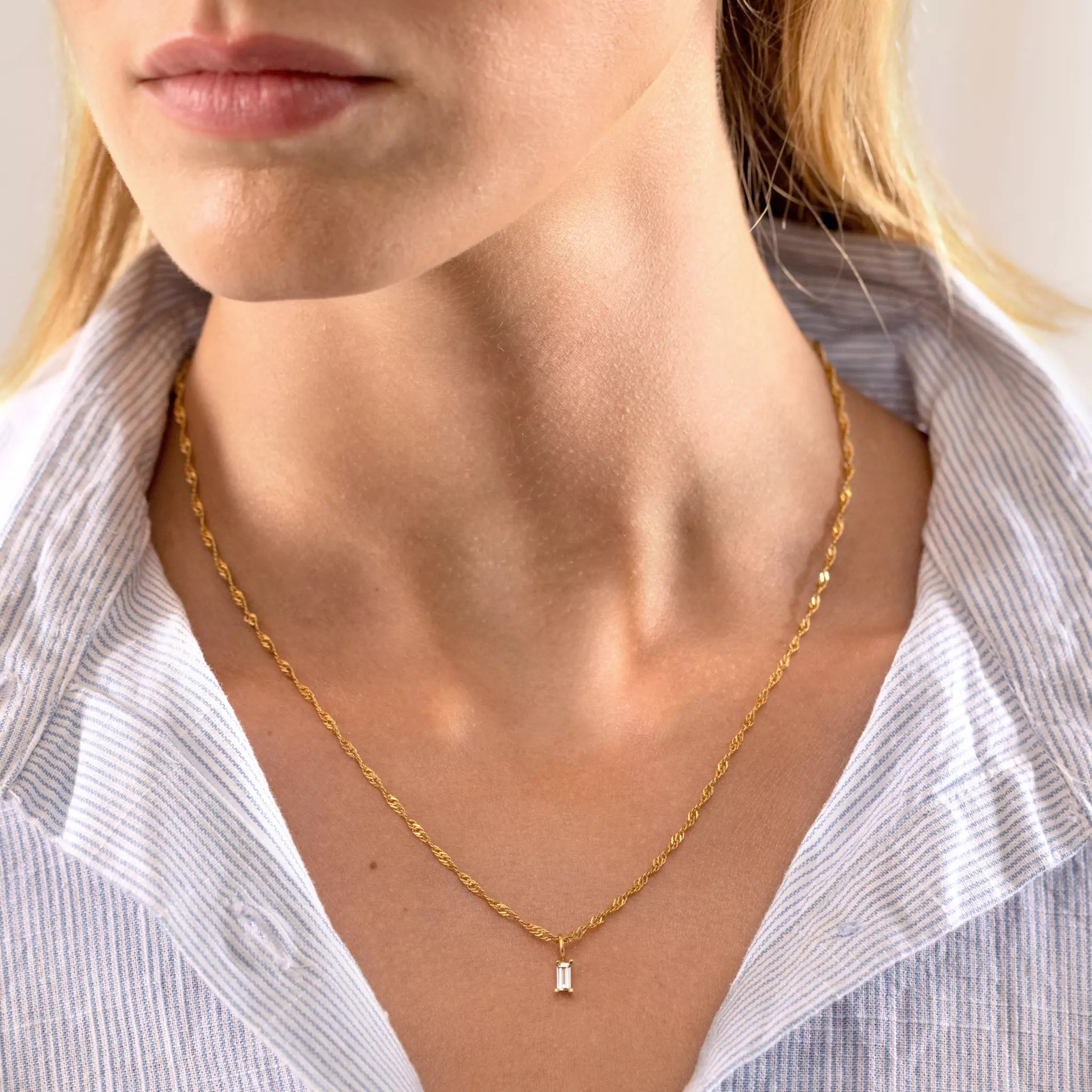Stilnest Weißer Beryll Anhänger Baguette 925 Silber