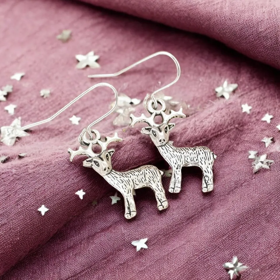 Joy by Corrine Smith Rentier Ohrringe Silber Weihnachten 2 cm