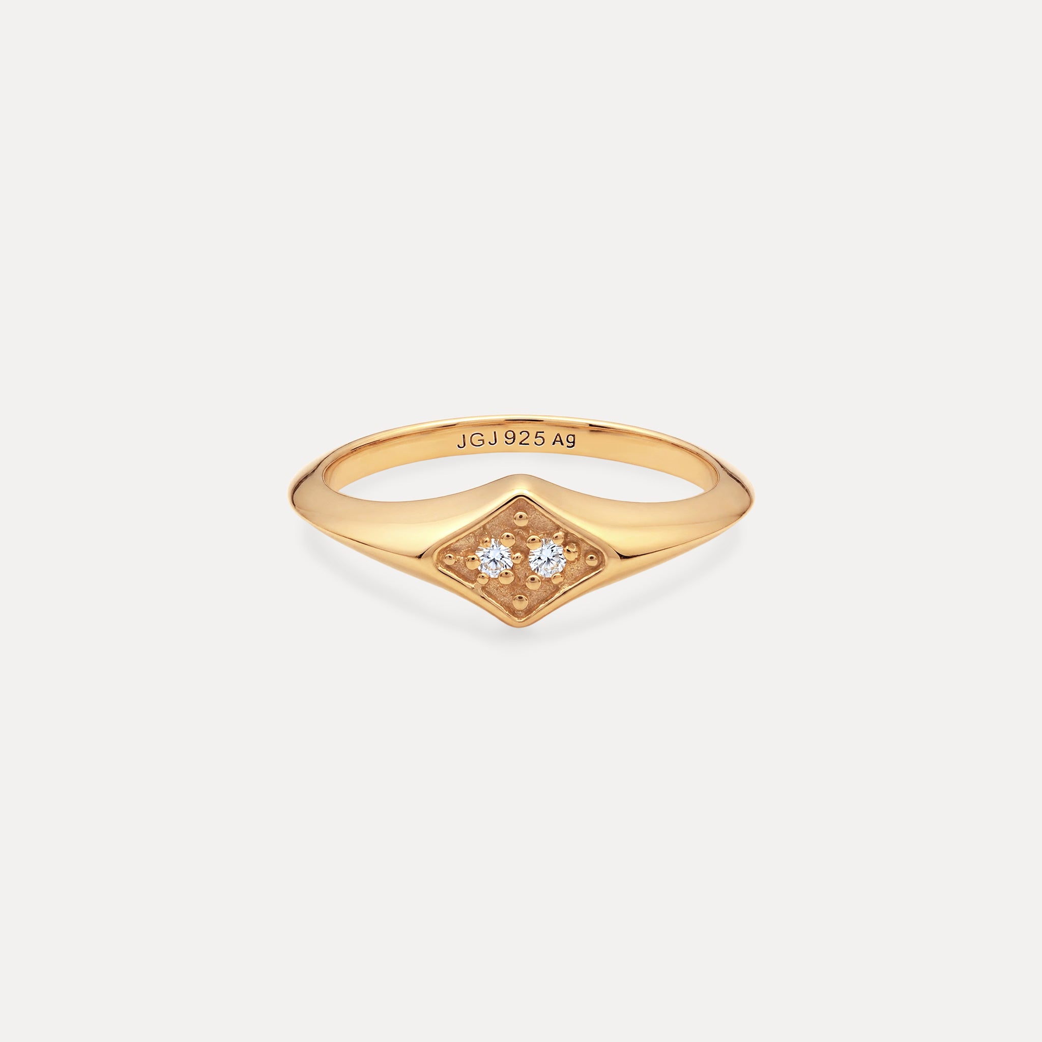 Stilnest Supernova Pavé Weiß Saphir Ring Gold Vermeil 54