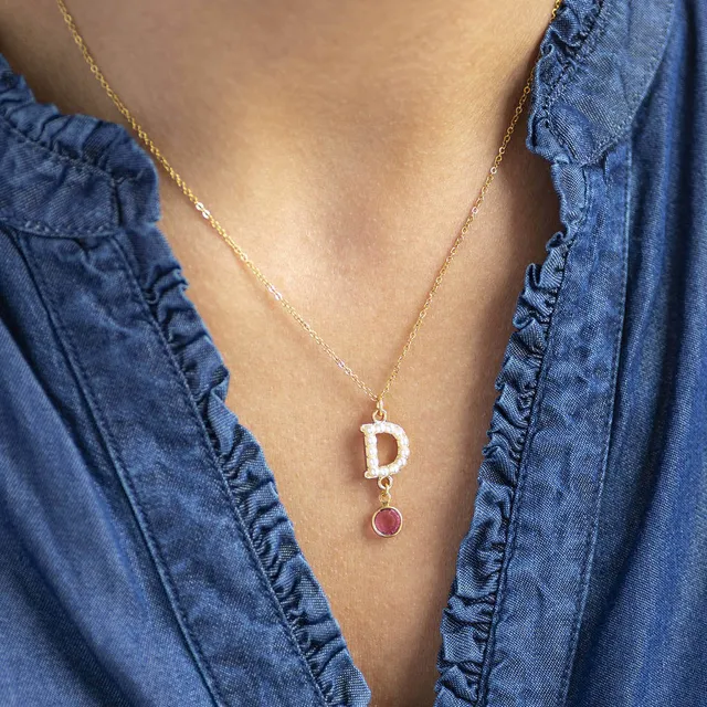 Joy by Corrine Smith Pearl Initial Halskette Perle Geburtsstein