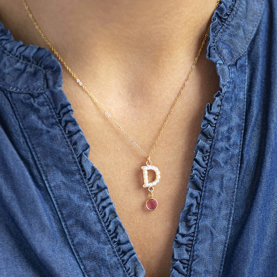 Joy by Corrine Smith Pearl Initial Halskette Perle Geburtsstein