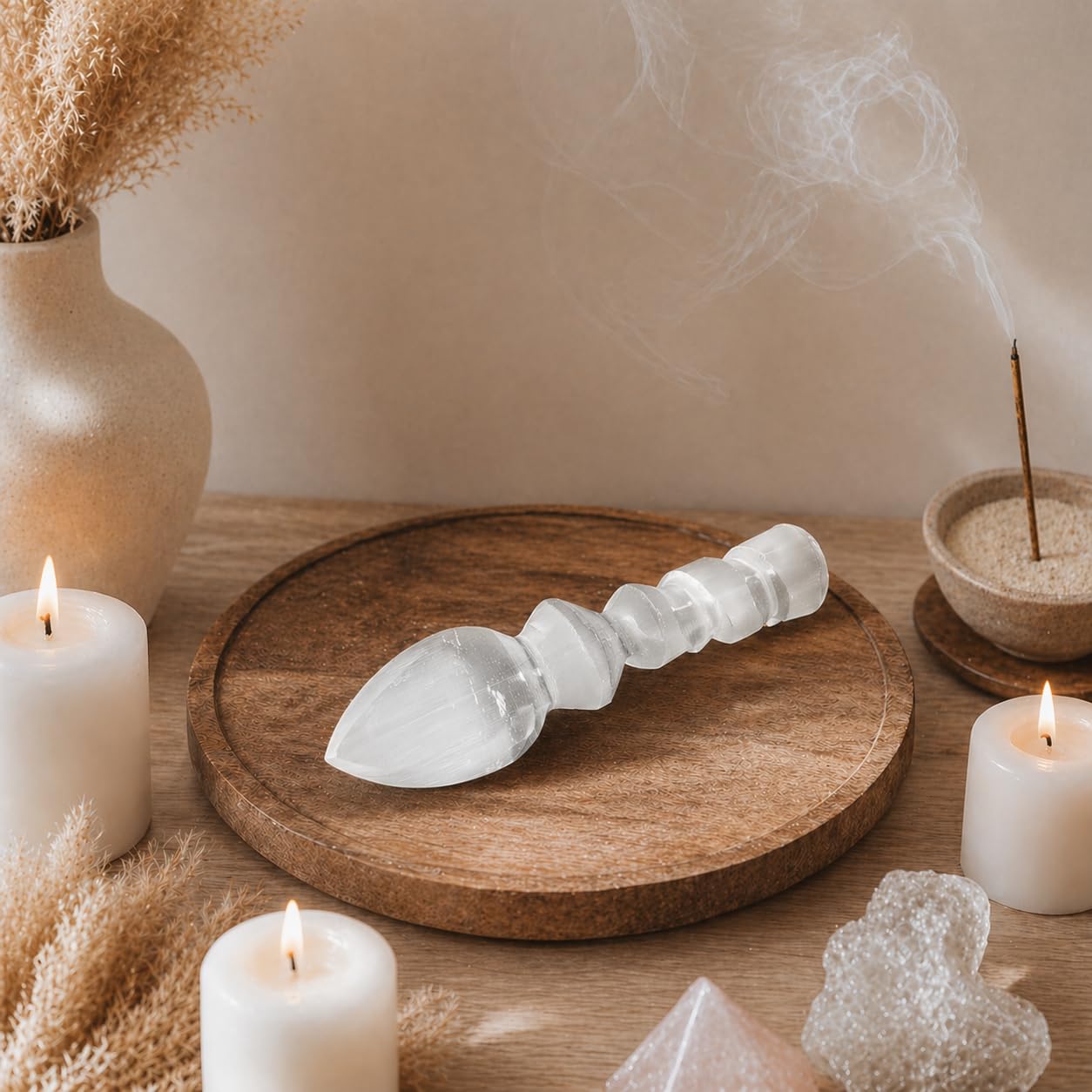 NKlaus HEALING CRYSTALS Selenit-Ritualmesser 16 cm Heilstein