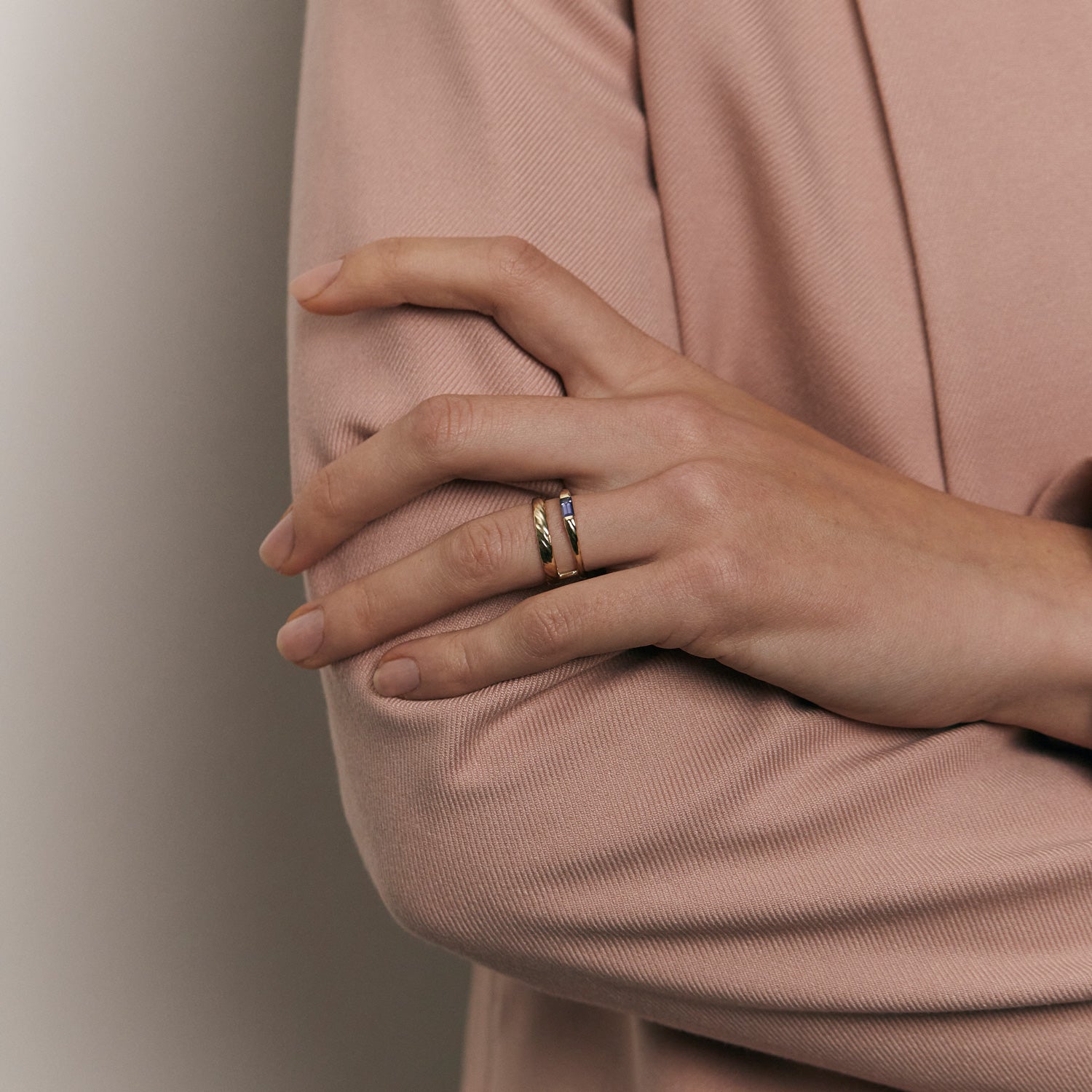 Stilnest Iolith Baguette Double Ring 585 Gold 56
