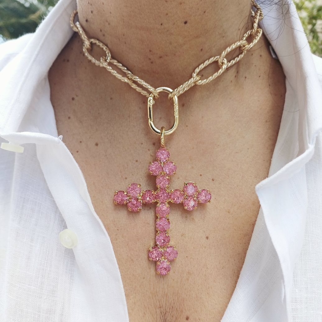 Alevá Bijoux Nuova Bizantina Kreuzanhänger Gold 7 cm