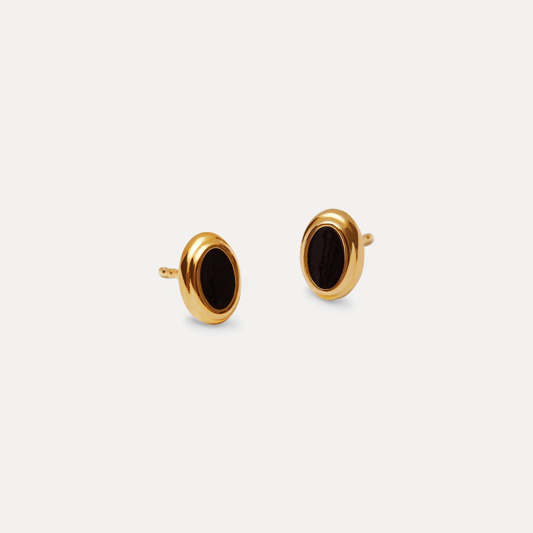 Stilnest Schwarz Enamel Ohrstecker Ohrringe Gold Vermeil