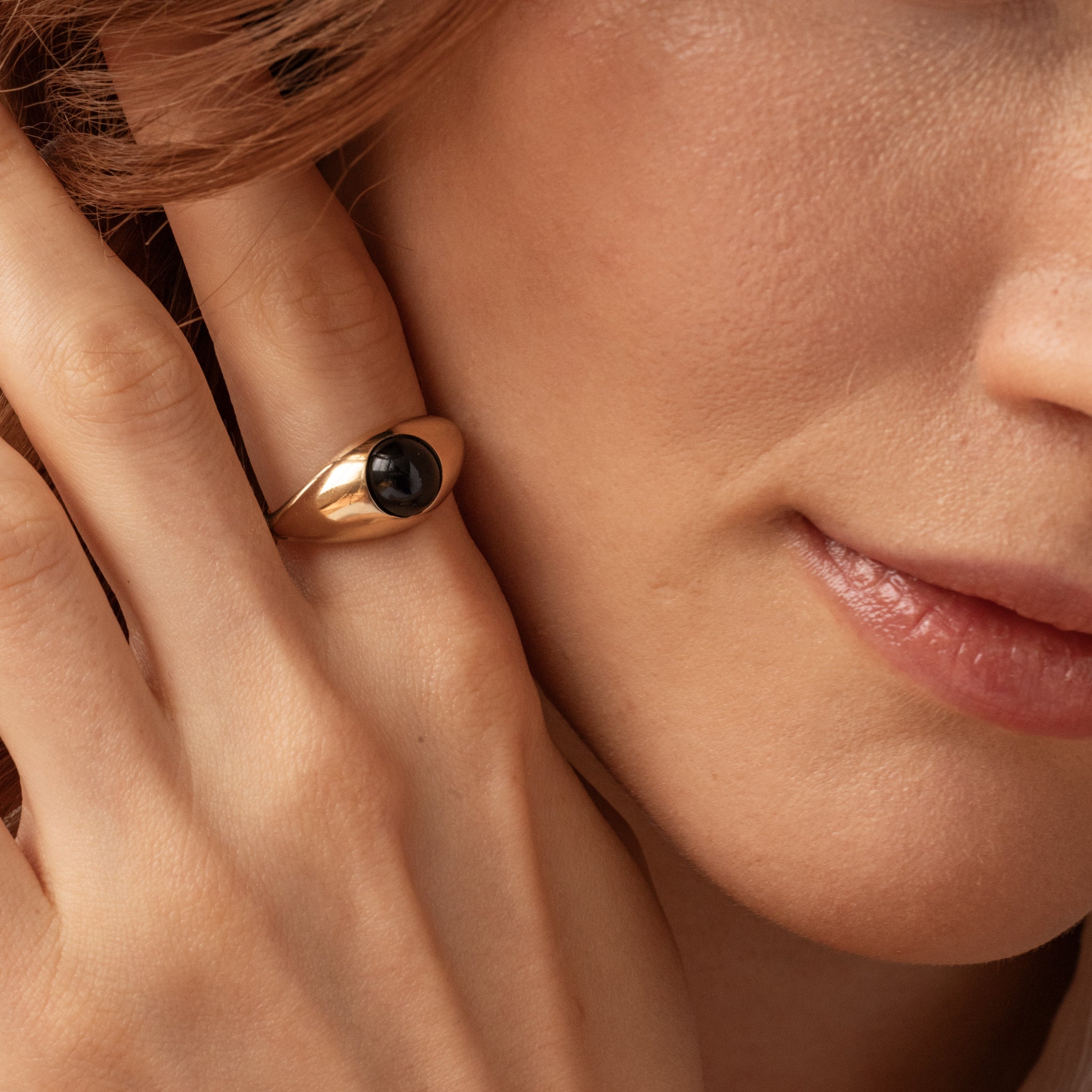 Stilnest Onyx Eden Pea Ring Gold Vermeil Gr. 52 schwarz