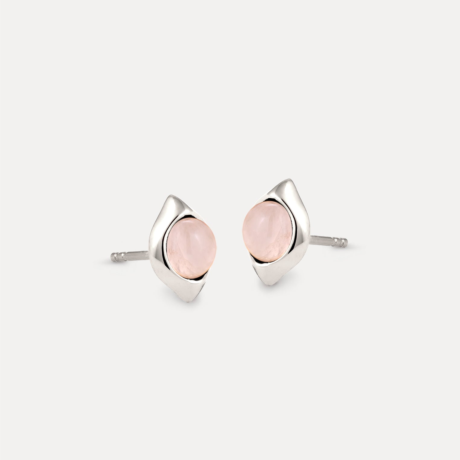 Stilnest Rosenquarz Eden Pea Ohrstecker Gold Vermeil